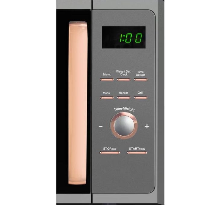 Sonashi 25litres Microwave Oven - Digital Touch Control Pull Open Door Handle with Child Safety Lock 1000W Grill, Fast Heating and Defrost Function 5 Power Levels 1000Watts SMO-925DG Black/White