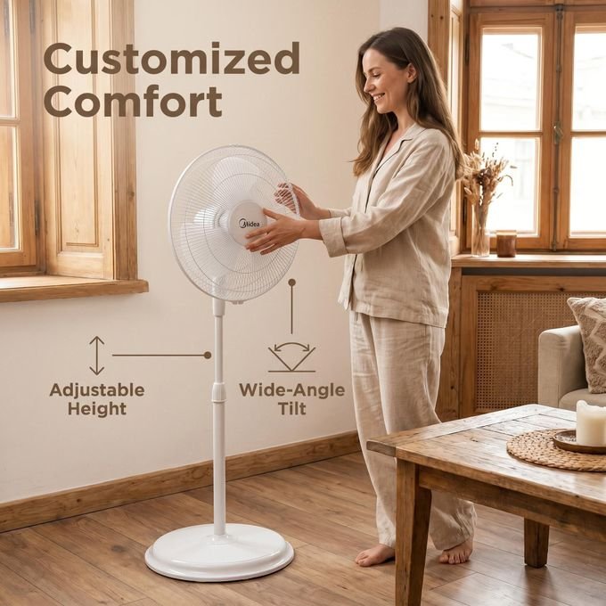 Midea 16 Inch Floor Stand Fan -White