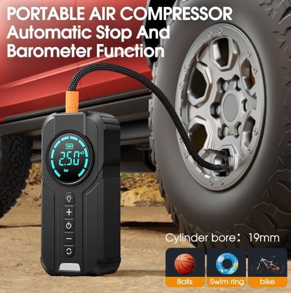 Car Jump Starter & Portable Air Compressor with LED Flashlight and USB-C Fast Charging