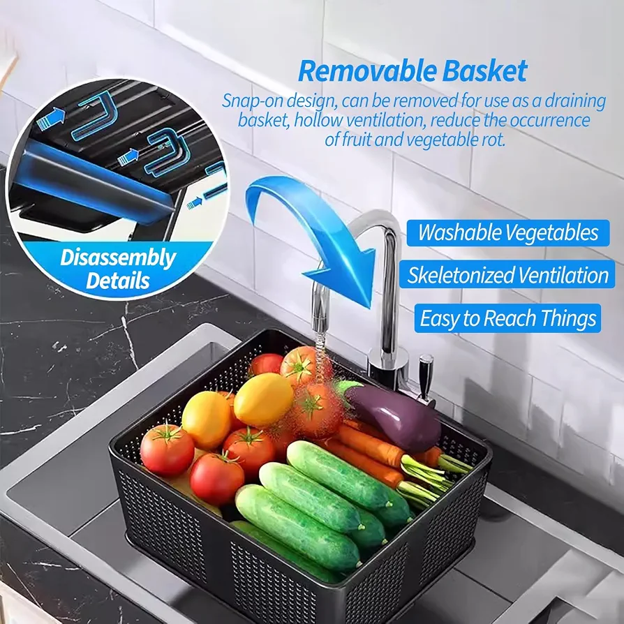 4-Tier Rolling Fruit & Vegetable Storage Cart – Detachable Mesh Baskets Kitchen Organizer