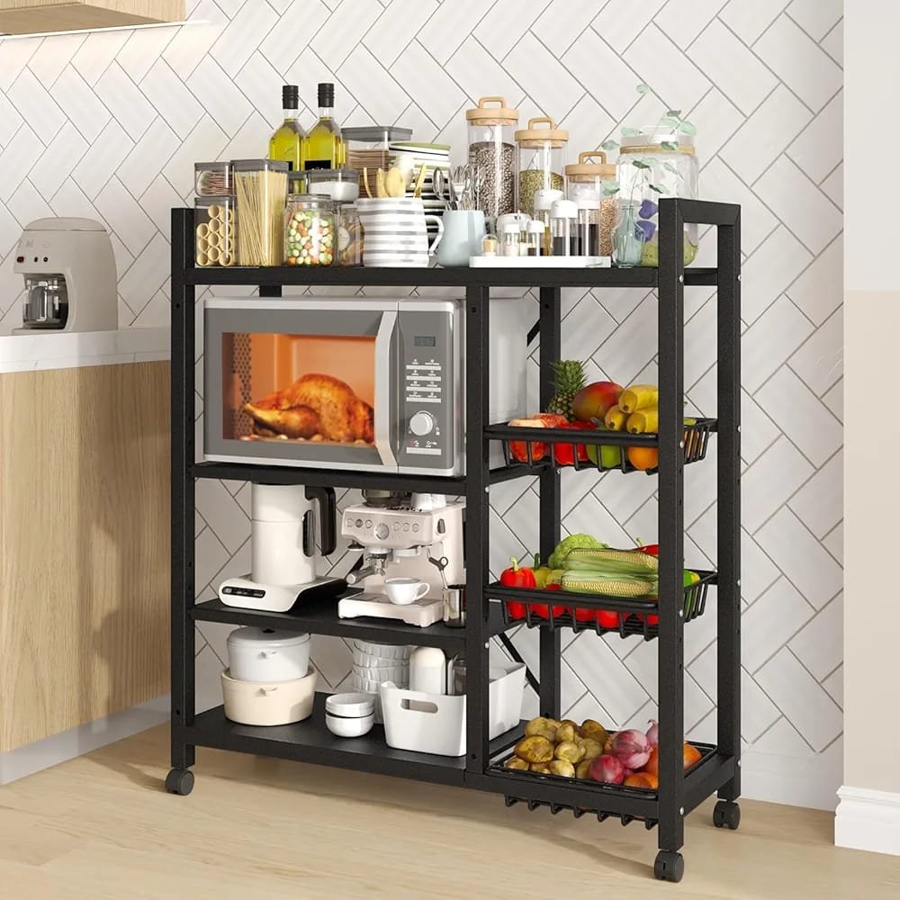 Kitchen Rack Vegetable Storage Rack with Movable Wheels