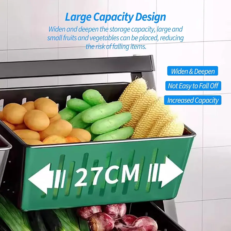 4-Tier Kitchen Storage Trolley with Mesh Baskets