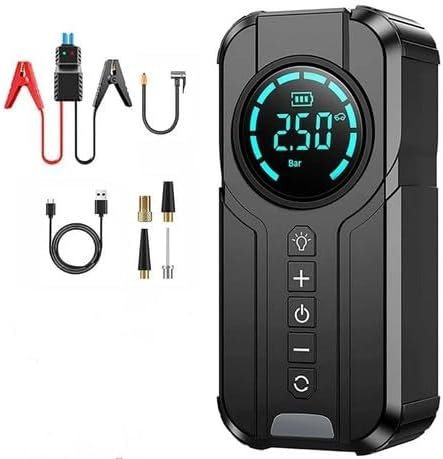 10000mAh Car Jump Starter &amp; Portable Air Compressor with LED Flashlight and USB-C Fast Charging