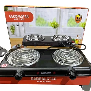 Double Coil Electric Burner Hot Plate - Black