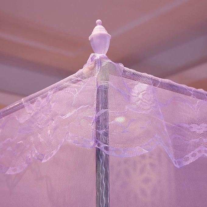 Mosquito Net with 4 Stainless Steel Stands – Purple