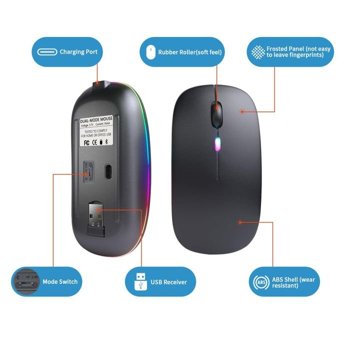 Rechargeable Wireless Bluetooth Mouse 2.4GHz