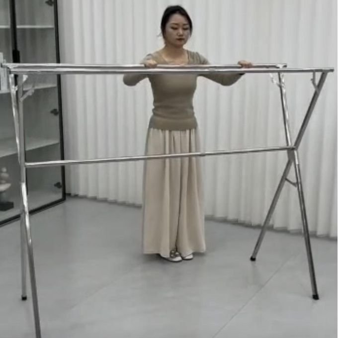 Foldable Metal Clothes Rack Adjustable 3 Pole – Portable Garment & Clothes Hanger