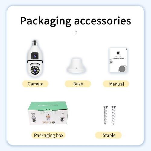 Double Lens Wireless Bulb Camera Wifi Outdoor with Motion Detection