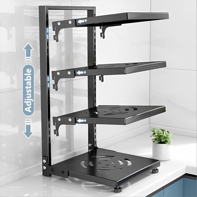 4-Tier Adjustable Pots & Pans Organizer Rack – Snap-On Kitchen Cabinet & Under Sink Storage