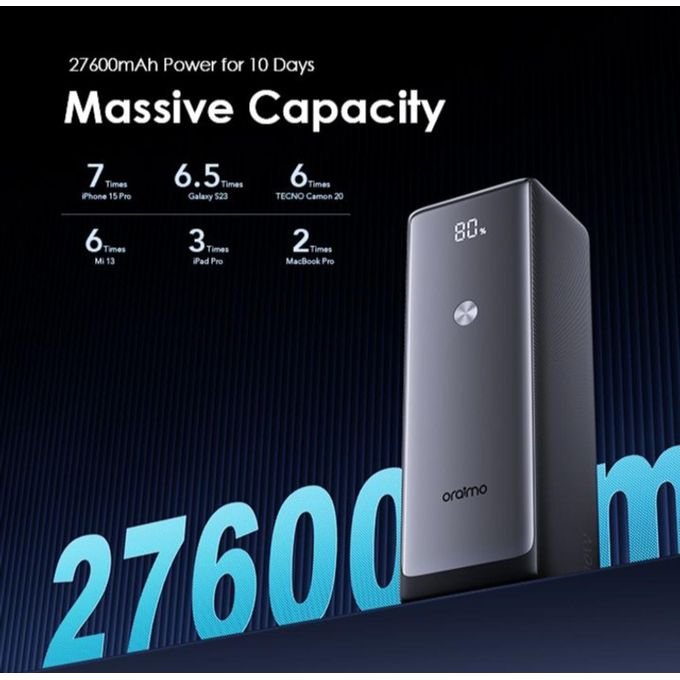 Oraimo PowerJet 27600mAh 130W Fast Charging Power Bank for Laptops & Smartphones