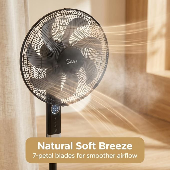 Midea 16-Inch Pedestal Stand Fan FS40-23MR – 3 Speeds, Remote Control, 50W
