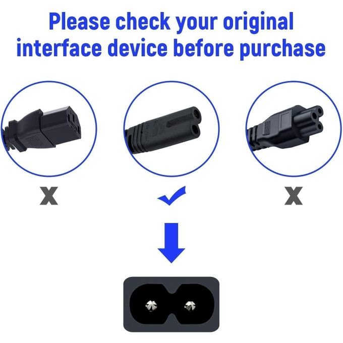 1.5M 2-Pin UK/EU Power Cable – Fused Power Cord for Desktop, Laptop, Monitor, Printer, Photocopier, Kettle Supports Up to 220V