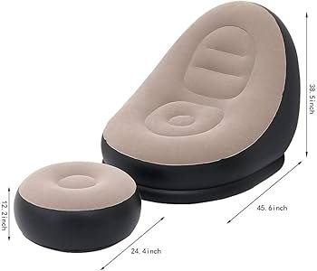 Inflatable Flocking Air Chair With Footrest With Pump