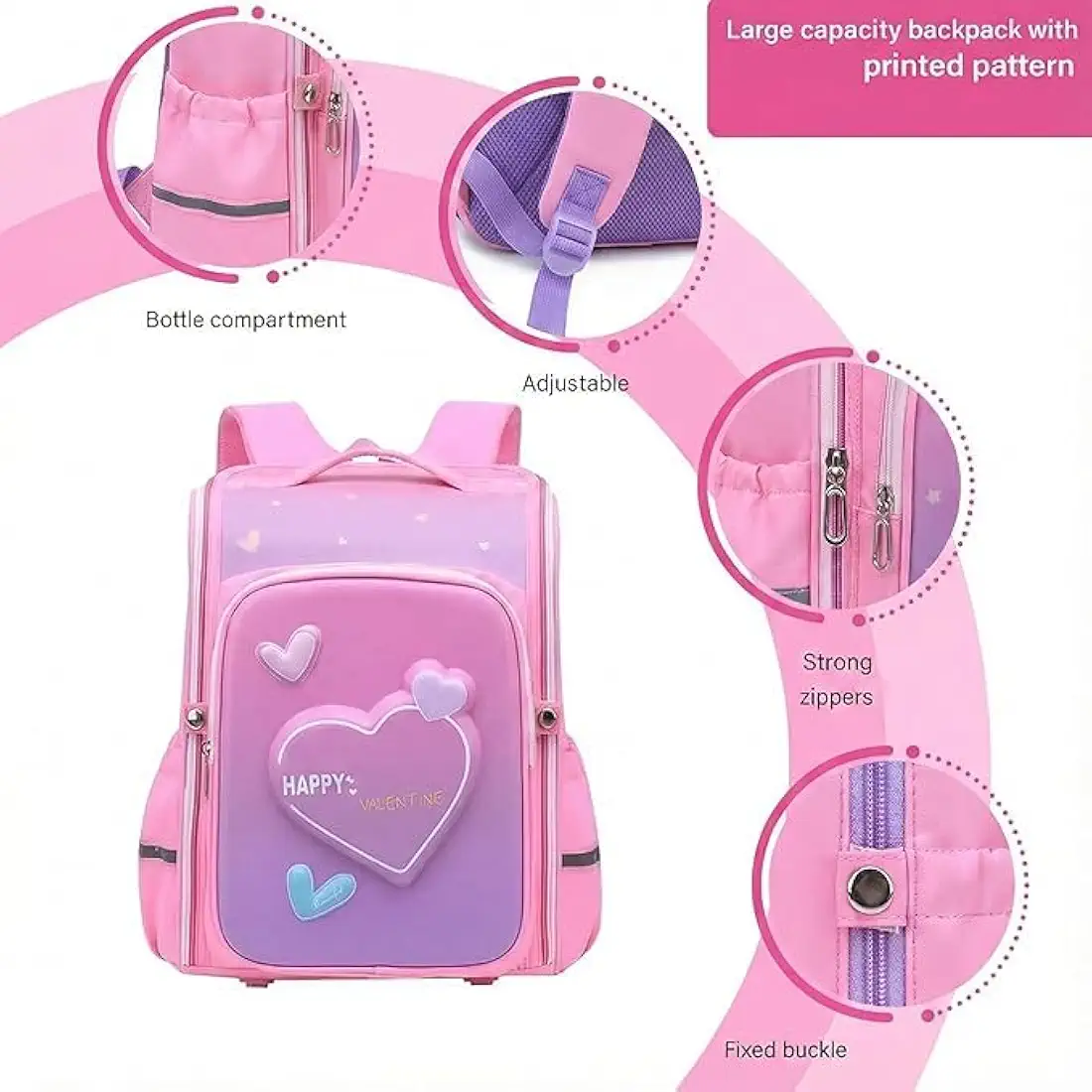 Backpack for 5-12 Years Girl Stylish Durable Water-Resistant Backpack  School Bags