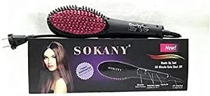 Sokany Ceramic Hair Straightener Brush - black