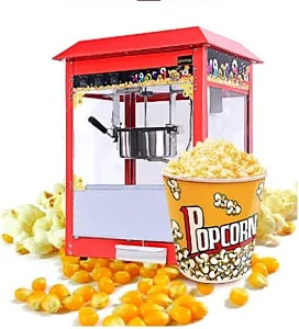 Global Star Commercial Popcorn Popper Machine with Top Cover, Shovel & Measuring Cup
