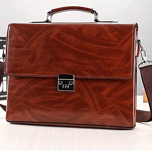 Men's Shoulder Briefcase With Password Lock Computer Leather 15"