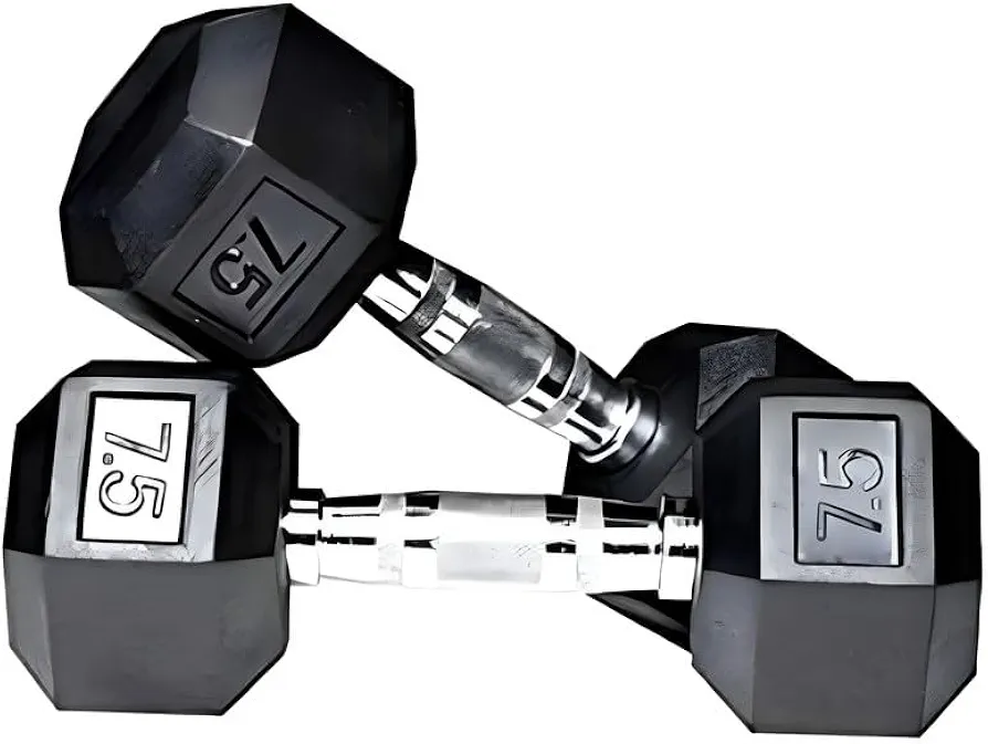7.5 Kg pair rubber dumbells - Black