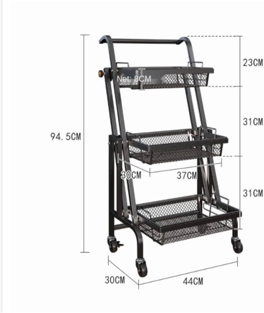 3 Tier Trolley Stall Folding Portable Kitchen Storage Rack Metal Stand