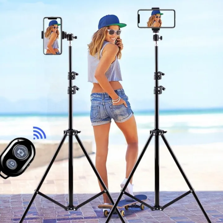 210cm Portable Tripod for phone Adjustable Stand Live Camera Selfie Tripod Phone Holder 2.1m K3 with Bluetooth Shutter