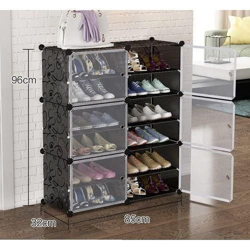 6 door Plastic shoe rack 24 pairs - White
