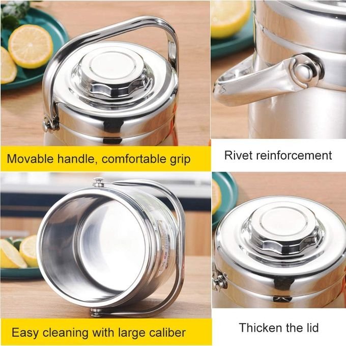 Aulun 3.2L Food Flask – Stainless Steel Insulated Food Container – Silver