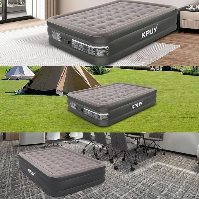 5 by 6 High-density Inflatable Air Mattress with Built-in Electric Pump - Brown