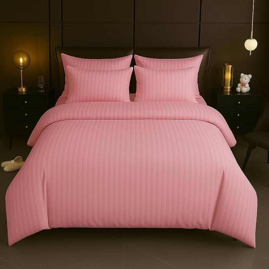 4pcs 5x6 Egyptian Duvet Set With Bedsheet And 2 Pillowcases - Pink