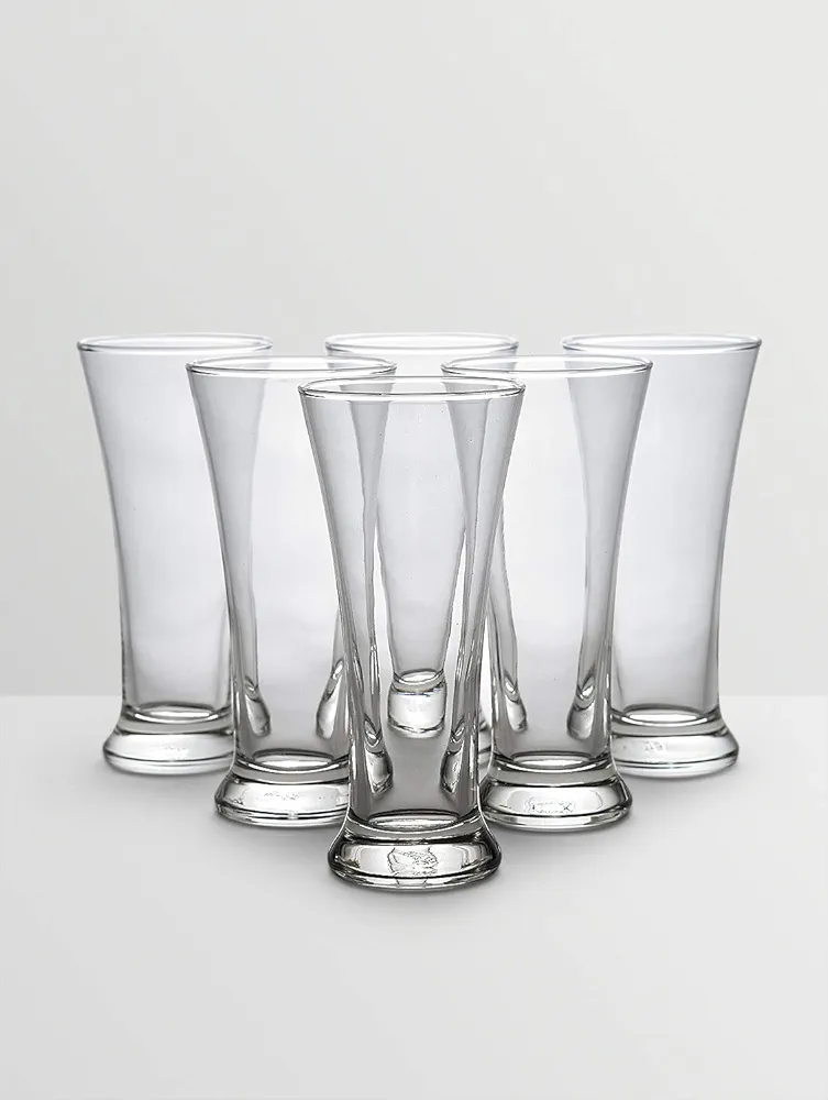 6 Piece set of Clear Long Cocktail Juice Glasses