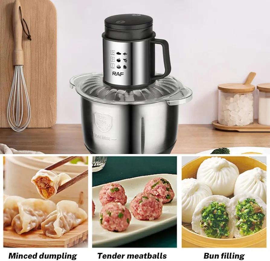 RAF 5 Liter Stainless Steel Food Processor 1000 Watt - Black/silver