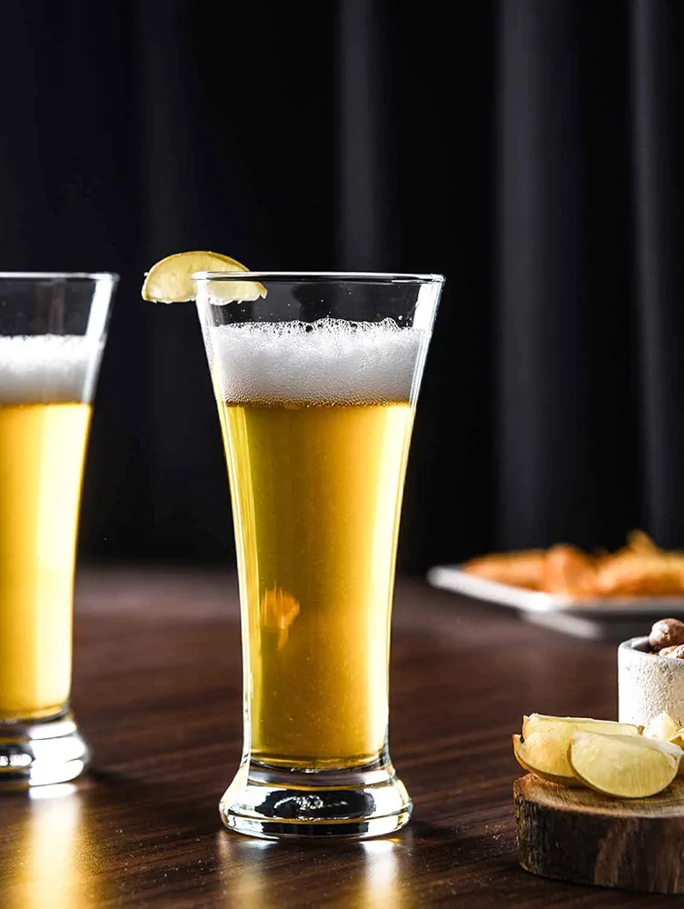 6 Piece set of Long Beer Cocktail Juice Glasses - Clear
