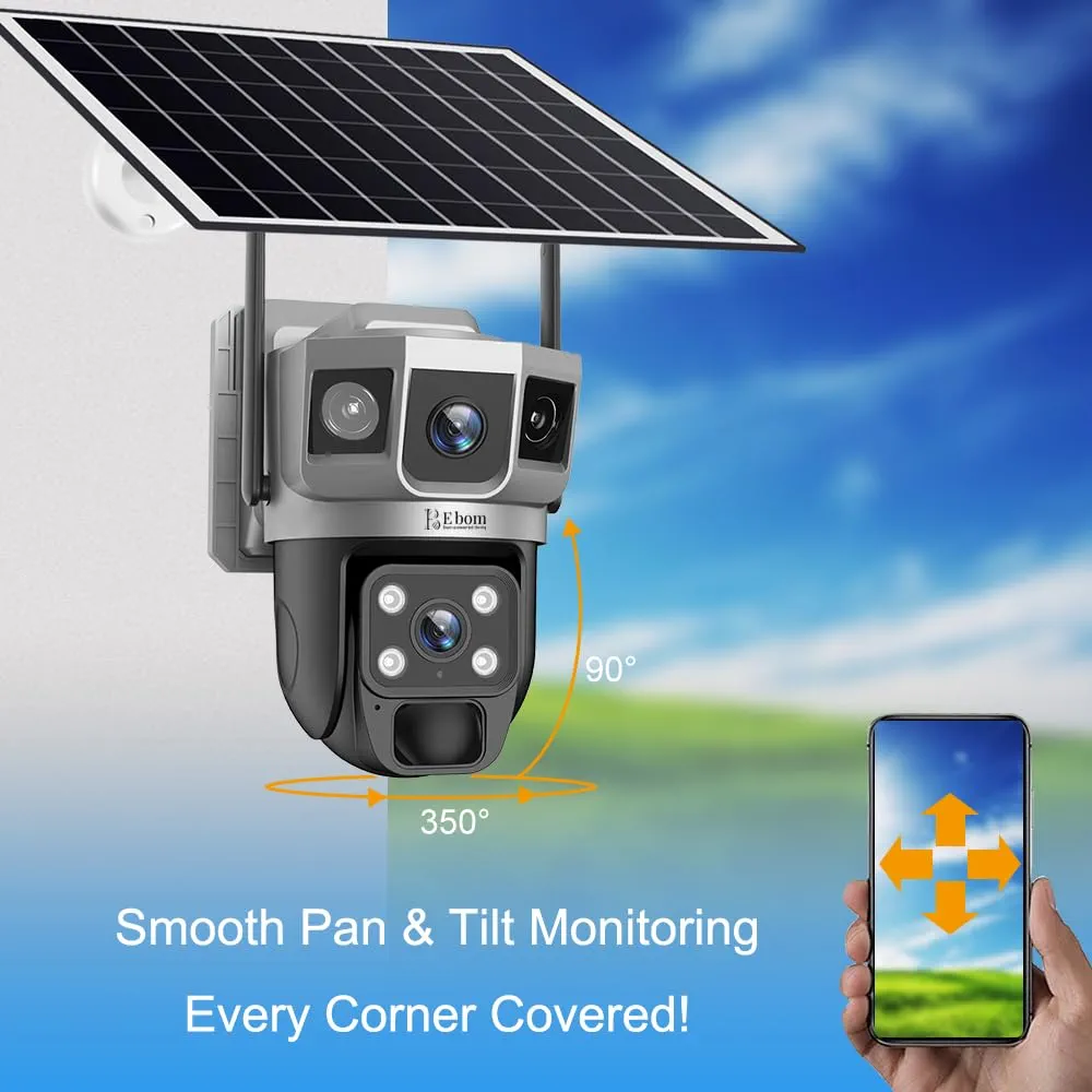 Solar Camera 4G Sim Card Dual Lens Cameras PIR CCTV Security Protection V380