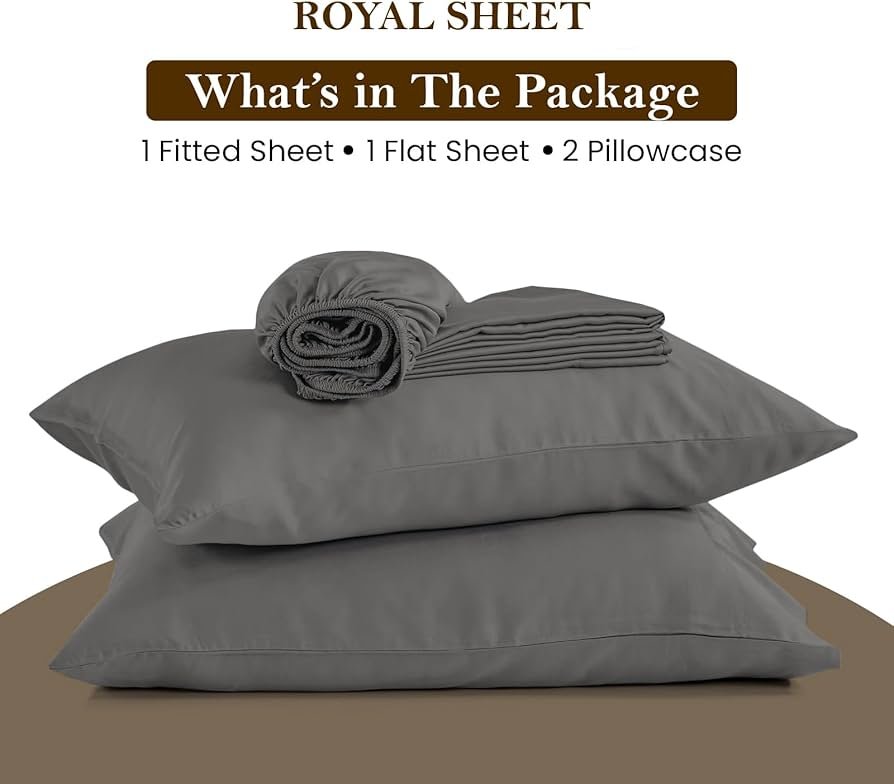5*6 1 Flat Bedsheet, 1 Fitted Bedsheet, 2 Pillowcases & 2 Fibre Pillows-White Cotton (Copy)