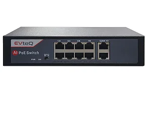 8 Port PoE Switch with 2 Gigabit Uplink Ports – Black
