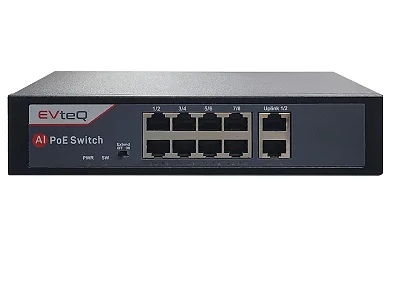 8 Port PoE Switch with 2 Gigabit Uplink Ports – High-Speed 8CH Ethernet Network Switch