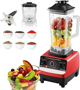 2L 4500W Heavy-Duty Commercial Blender & Grinder – Red