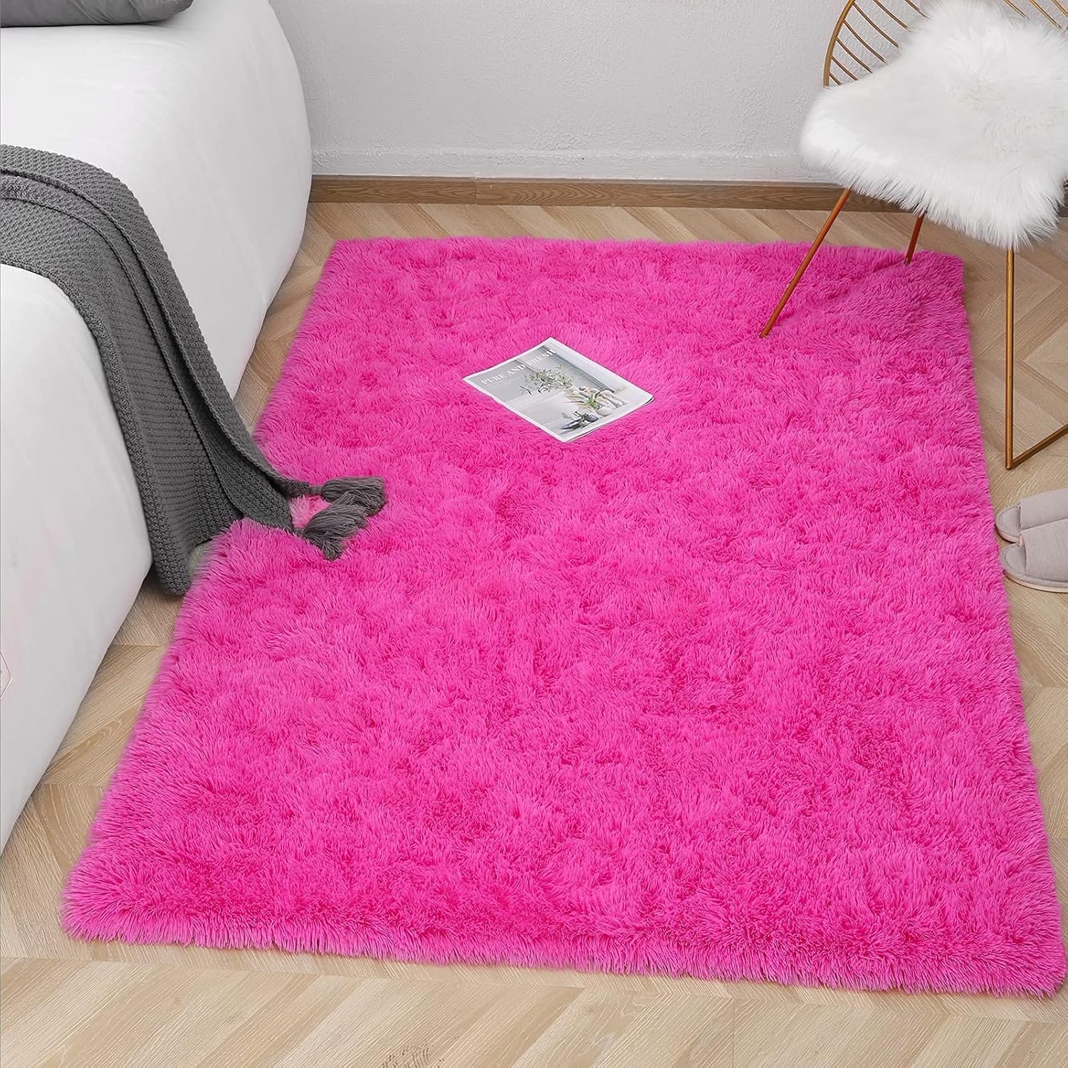 1.5 x2m Fluffy Center Carpets Fluffy Rugs - Pink