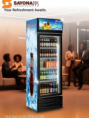 Sayona PPS SC-8820 Commercial Showcase Chiller – Single Glass Door Beverage Cooler Fridge