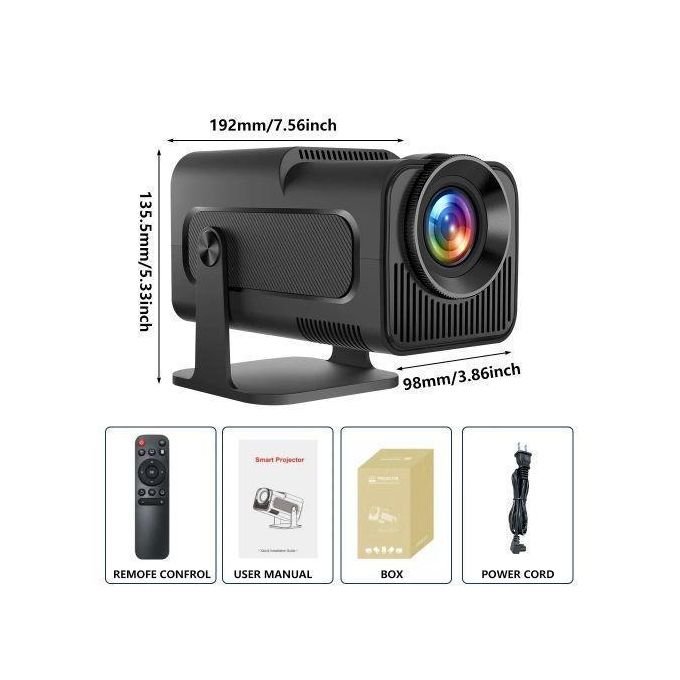 Portable Smart Projector 1080p, 4K Support WI-FI, Bluetooth - Black