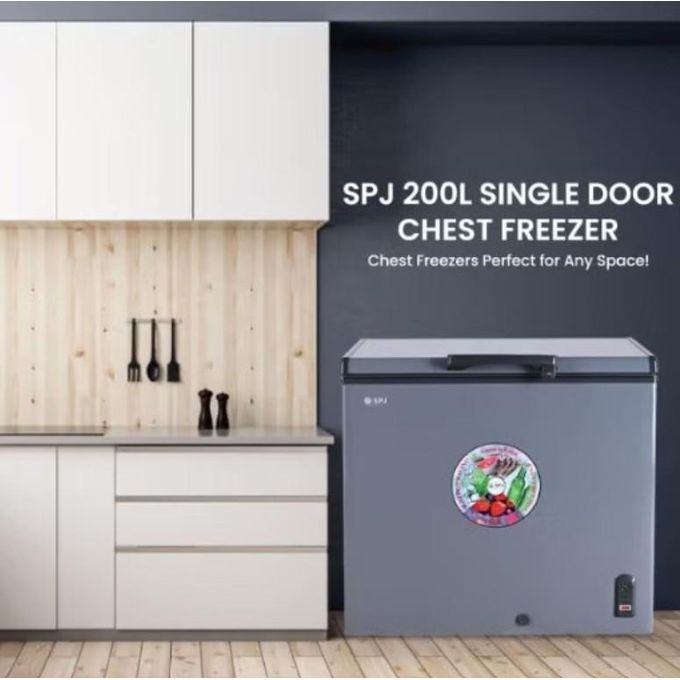 SPJ 210L Deep Freezer / Chest Freezer – Energy Saving, Fast Freezing, Lockable Lid - Grey