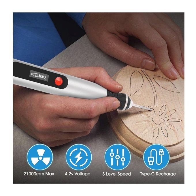30-in-1 Cordless Electric Engraving Pen With Stencil Templates – Wood, Glass, Metal & Crafts