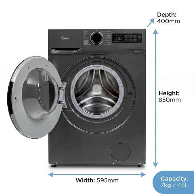 Midea 7kg Front Loading Washing Machine- Grey