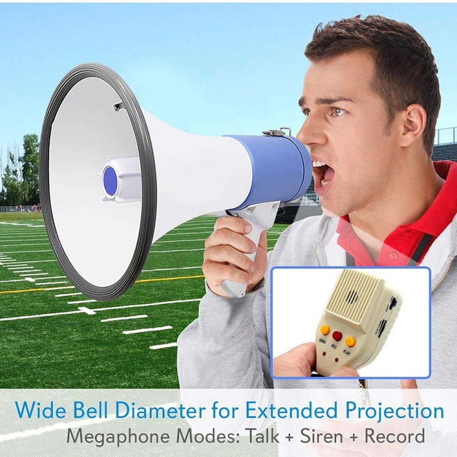 Portable 50W Megaphone Speaker – USB, SD Card MP3 Player & Recording