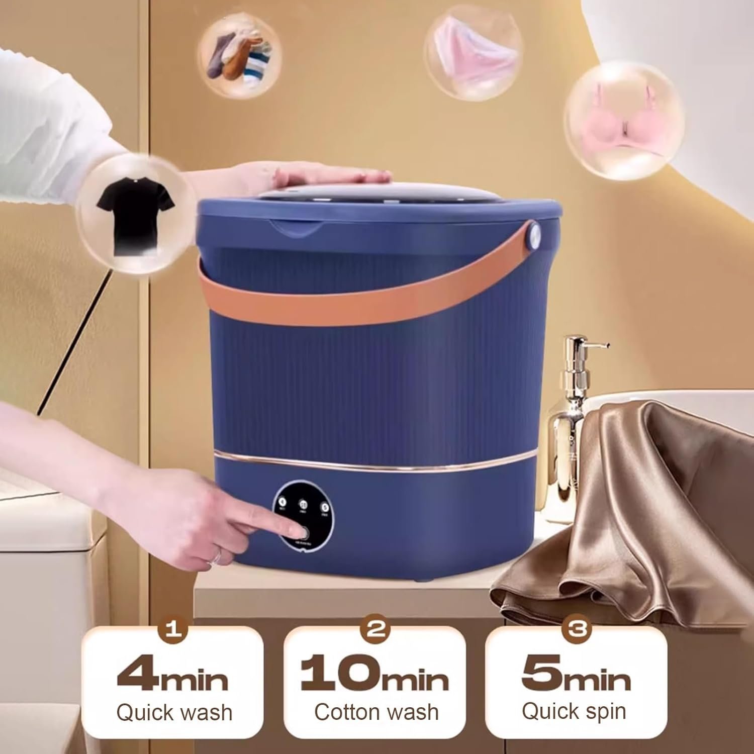 Portable Washing Machine, Mini Washing Machine, 12L Small Washer with Spin Dryer
