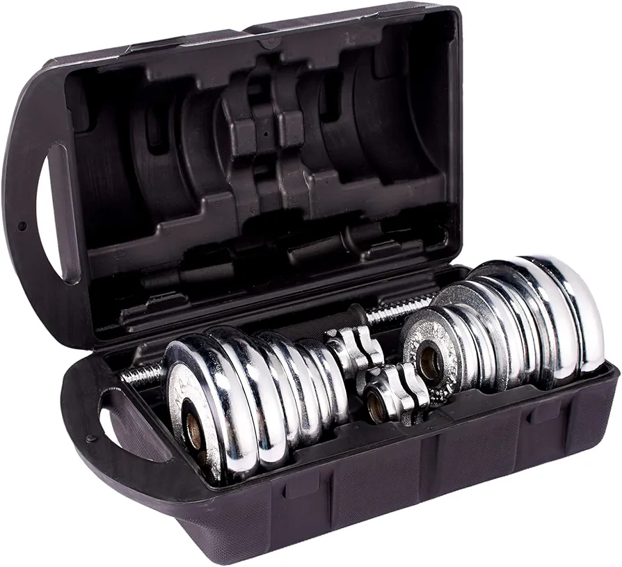 20KG Plated Adjustable Dumbbell/ Dumbells Set-Silver