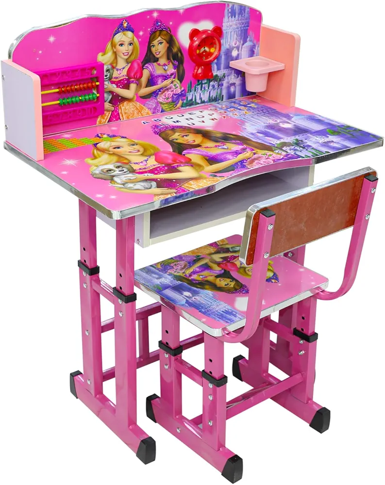 Educational Study Table and Chair set for Kids - (Baby Pink)