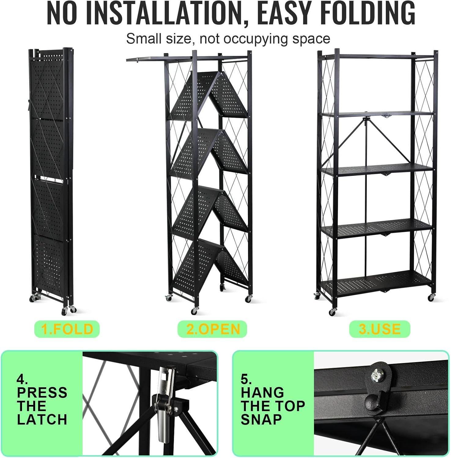 Foldable 5-Tier Storage Organizer – Multipurpose Kitchen, Bedroom & Living Room Rack