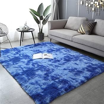Medium Size Fluffy Carpet 1.5 x2m  -Blue Patched