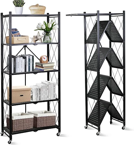 Foldable Shelves 5 Tier Storage Racks Kitchen Cabinet, Shelf Storage Multipurpose Rack