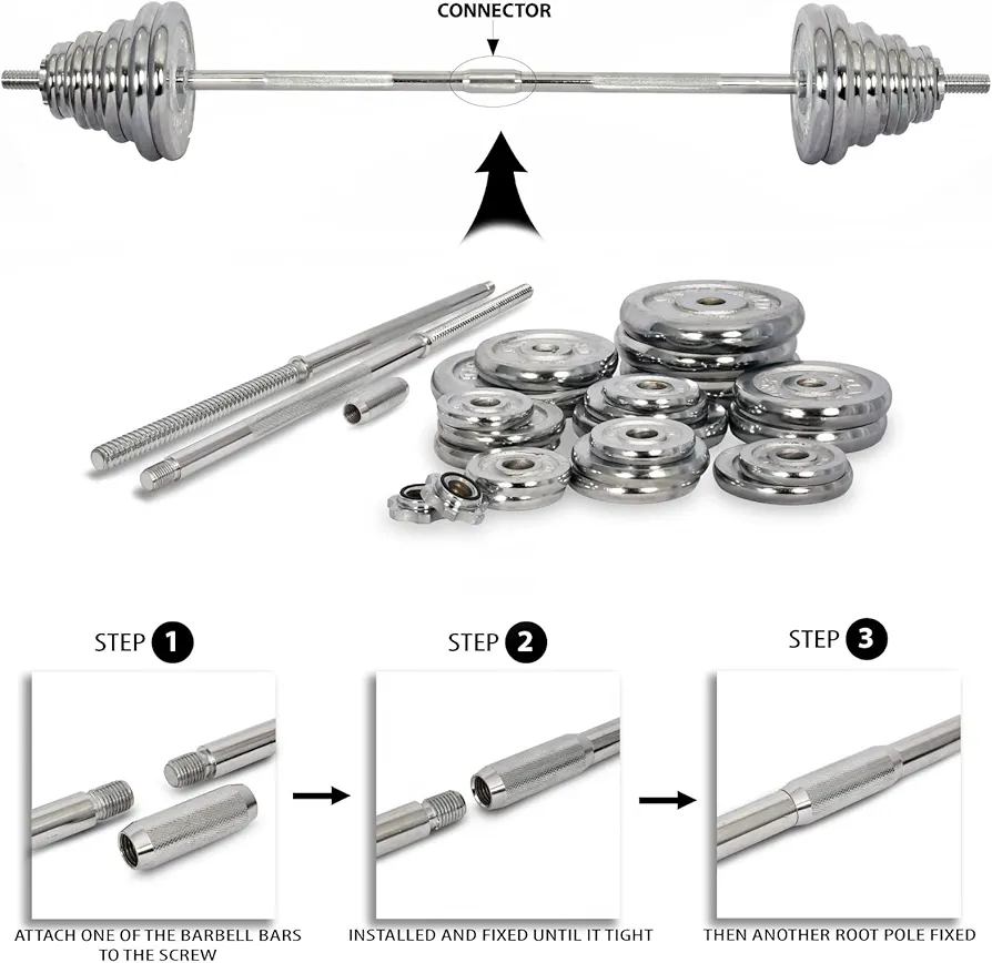 Original York Barbell And Dumbells 2025 Model Set, 50kg - Silver